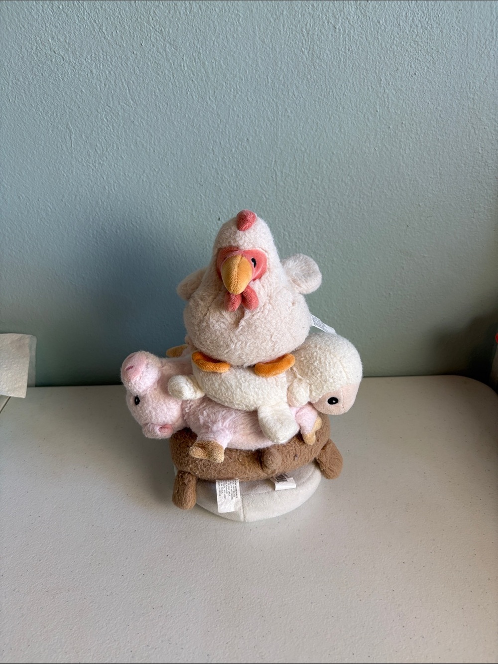 Heritage Baby Plush Farm Animal Stackable Rattle Set 12”